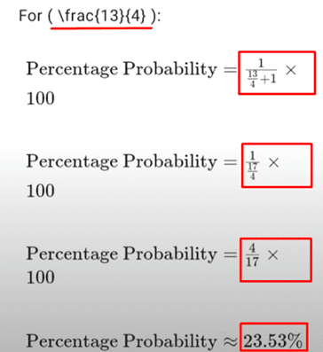 Hình ảnh về quá trình chuyển đổi tỷ lệ cơ hội cược sang tỷ lệ pháp số.